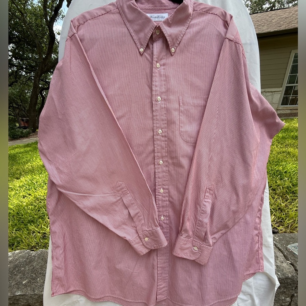 Brooks Brothers Red & White Pin Stripe Casual Button Down Shirt Size 19-35 (2XL) - Picture 8 of 15